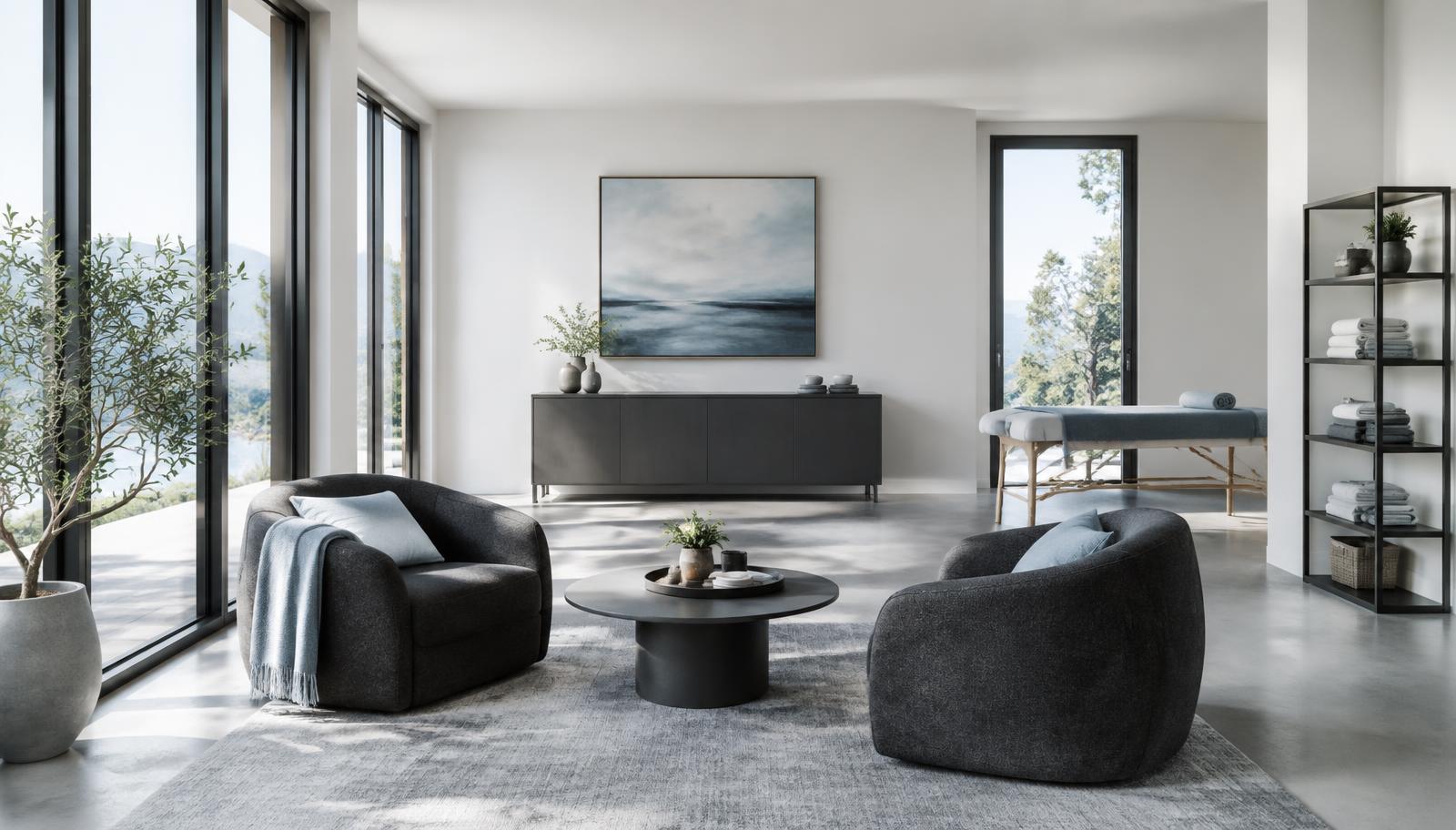 A light-filled modern wellness space